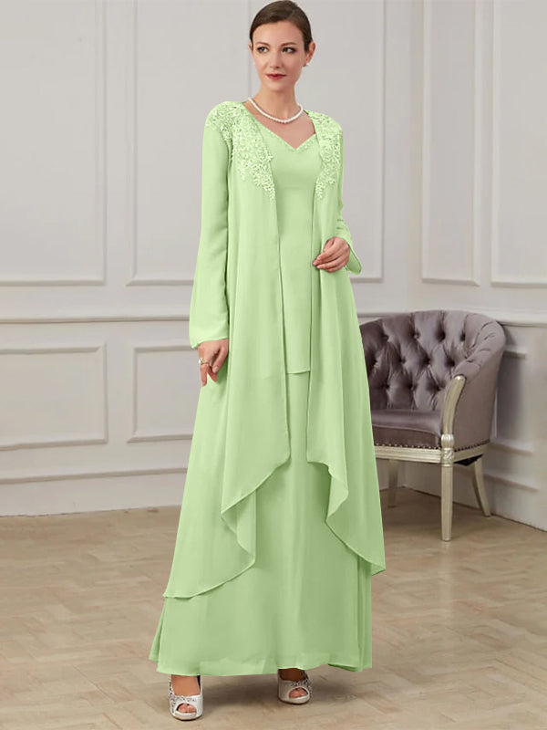 A-Line/Princess V-Neck Floor-Length Mother Of The Bride Dresses BabaMila