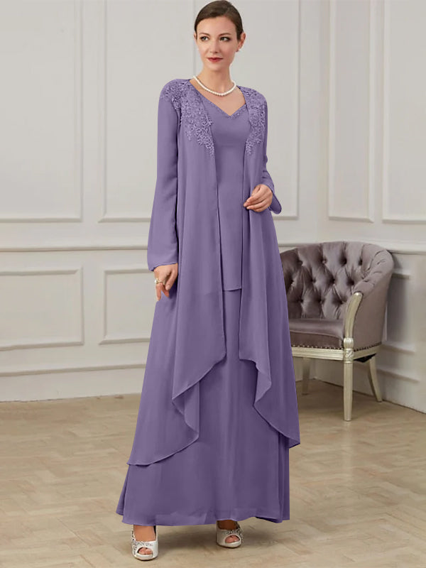A-Line/Princess V-Neck Floor-Length Mother Of The Bride Dresses BabaMila