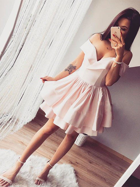 Homecoming Dress Short Sleeve Off-the-shoulder Short Prom Dress Party Dress Homecoming Dress BabaMila