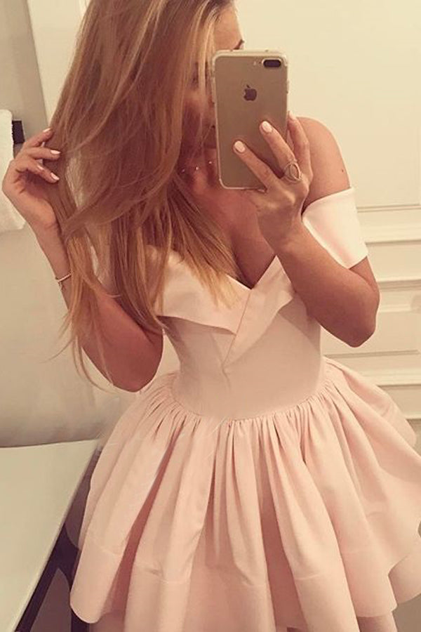 Homecoming Dress Short Sleeve Off-the-shoulder Short Prom Dress Party Dress Homecoming Dress BabaMila