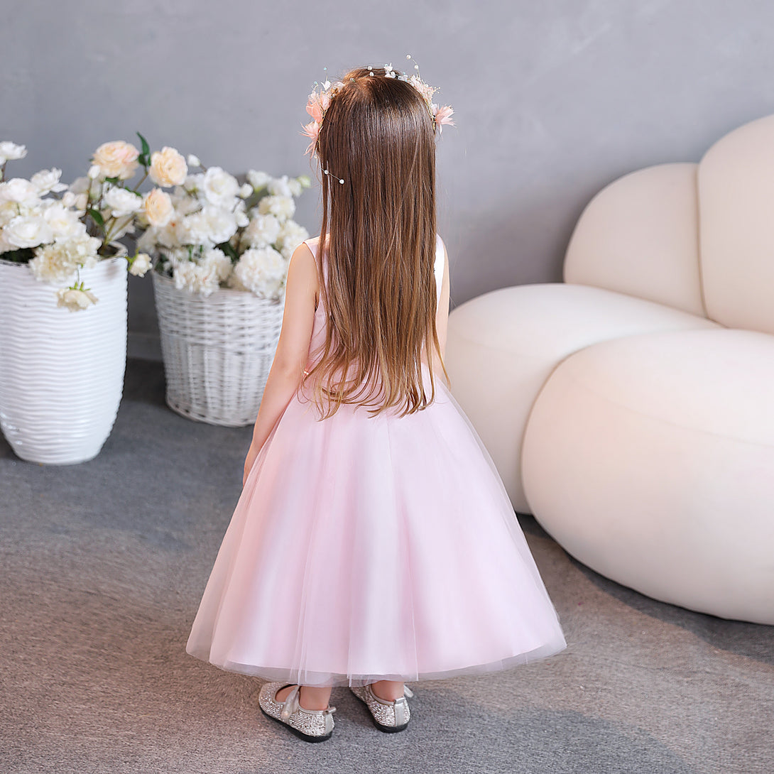 Ball Gown/Princess Scoop Neck Sleeveless Lace/Tulle/Satin Tea-Length Flower Girl Dresses/Party Dresses With Appliques/Belt Gidiondress
