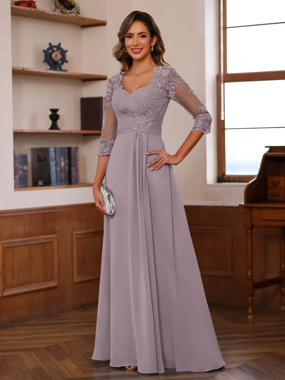 Sheath/Column Off-The-Shoulder Short Sleeves Tea-Length Unique Mother Of The Bride Dresses With Feathers BabaMila