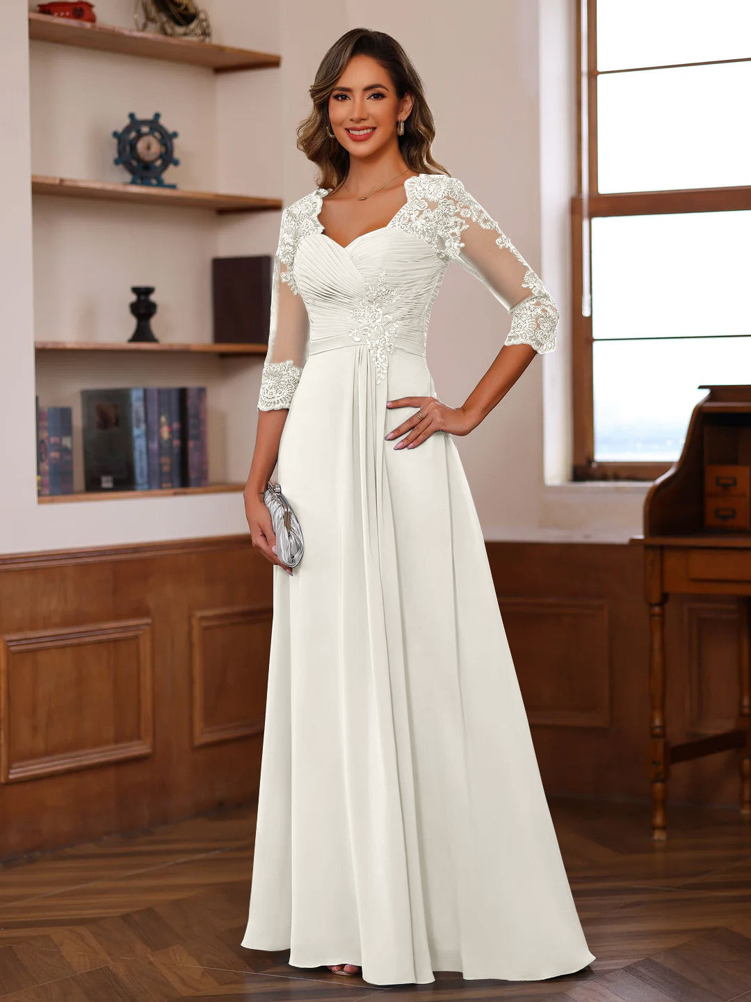 Sheath/Column Off-The-Shoulder Short Sleeves Tea-Length Unique Mother Of The Bride Dresses With Feathers BabaMila