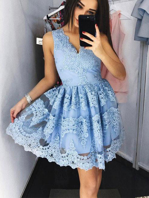 Homecoming Dress Lavender Appliques Tulle Short Prom Dress Party Dress Homecoming Dress BabaMila