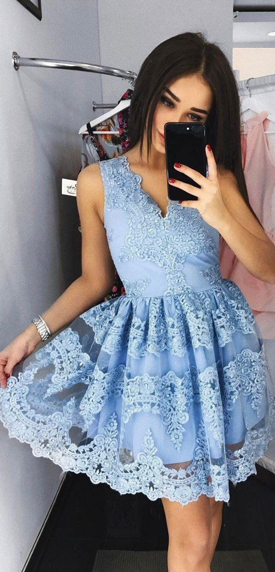 Homecoming Dress Lavender Appliques Tulle Short Prom Dress Party Dress Homecoming Dress BabaMila