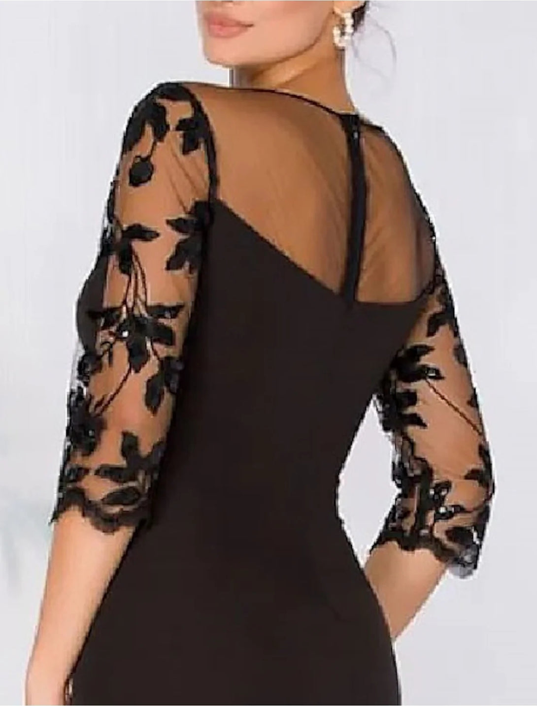 Trumpet/Mermaid Scoop Evening Dresses Lace Floor-Length Half Sleeves With Appliques BabaMila