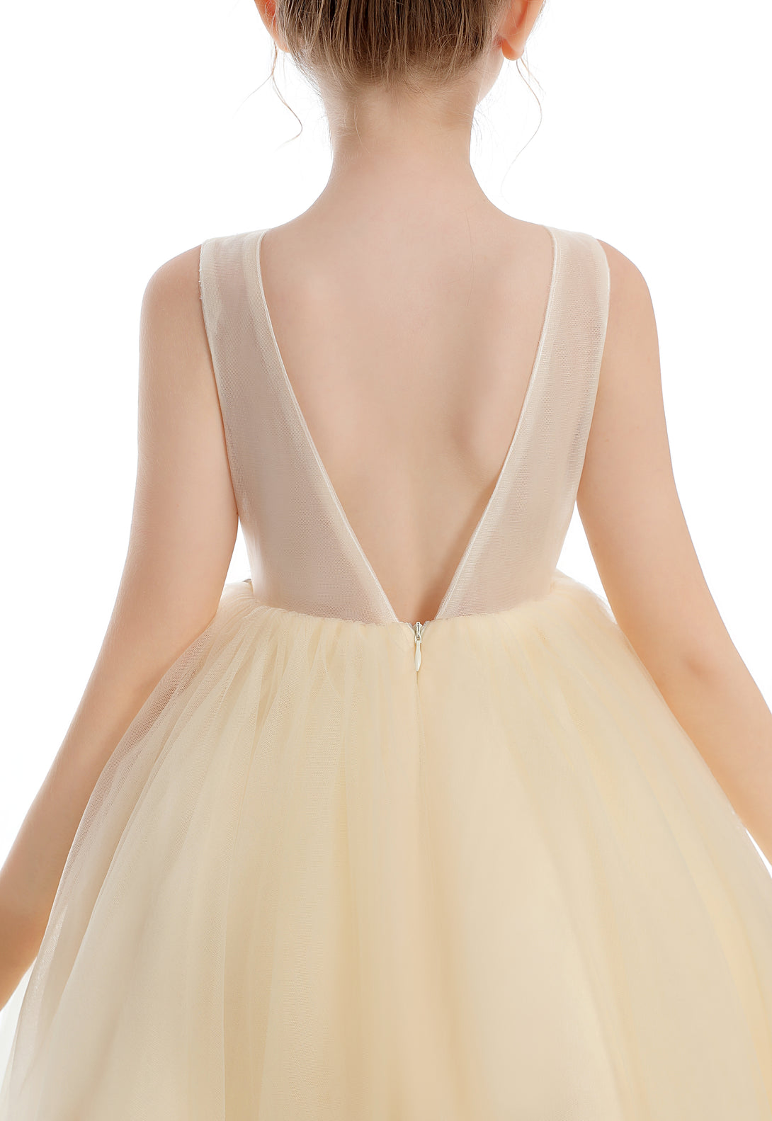 Ball Gown Sleeveless Scoop Neck Tea-Length Lace/Tulle Flower Girl Dresses With Appliques/Beads Girls Gidiondress