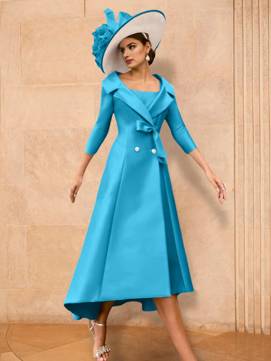 A-Line/Princess Long Sleeves Mother Of The Bride Dresses With Bowknot BabaMila