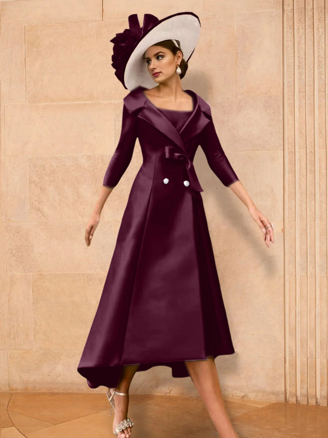 A-Line/Princess Long Sleeves Mother Of The Bride Dresses With Bowknot BabaMila