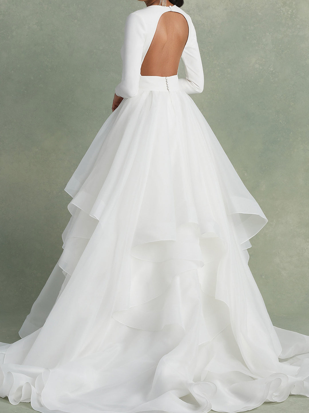 A-Line/Princess V-Neck Floor-Length Ball-Gown Wedding Dress With Ruffles BabaMila