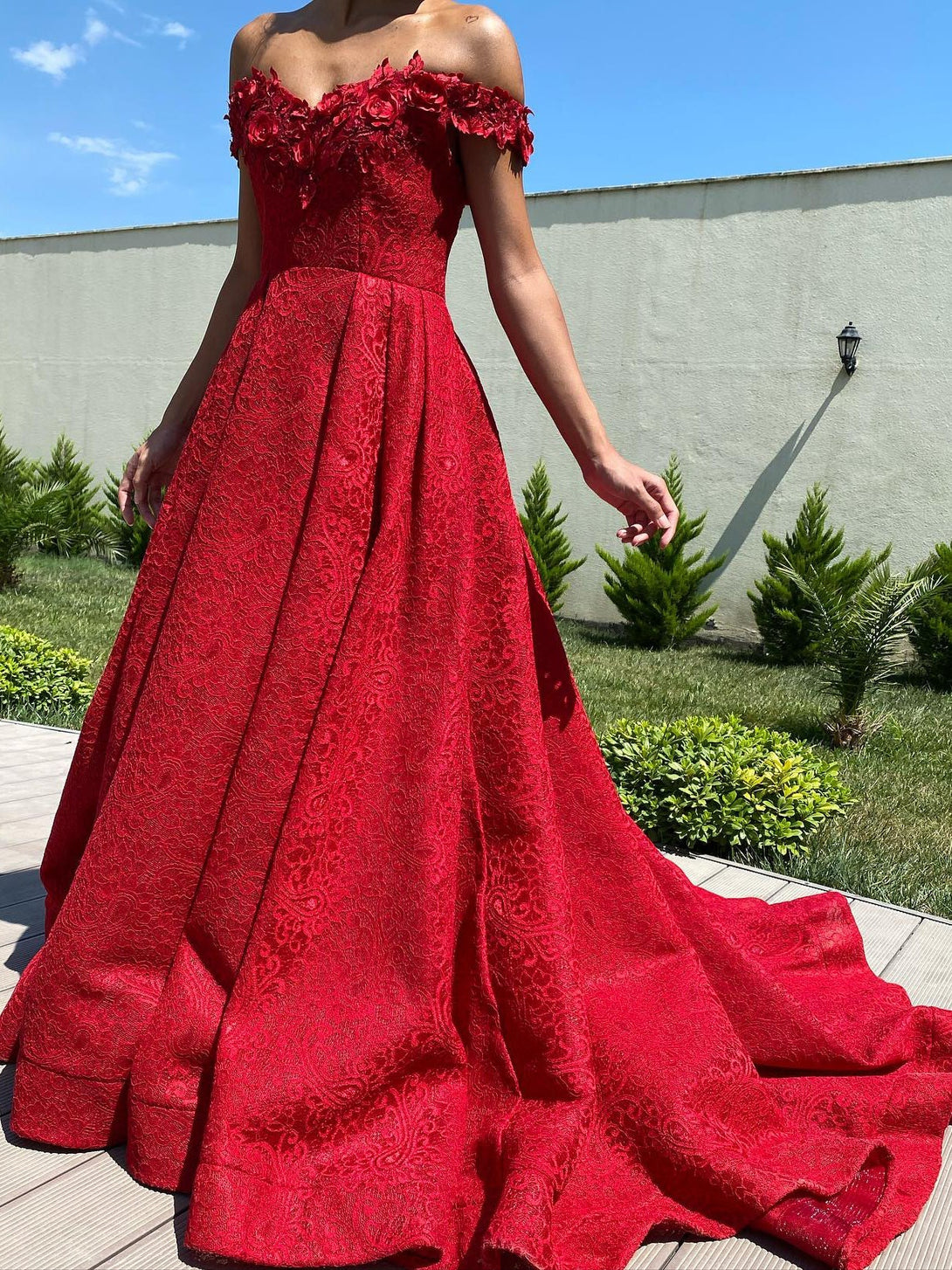A-Line/Princess Off-the-Shoulder Long Dresses With Applique & Beading BabaMila