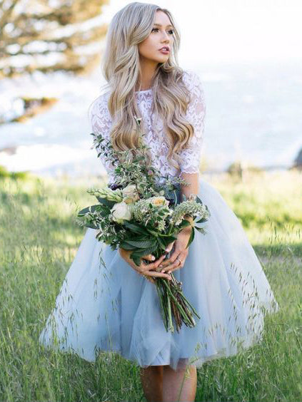 Two Piece Homecoming Dresses Half Sleeve Lace Short Prom Dress Party Dress Homecoming Dress BabaMila
