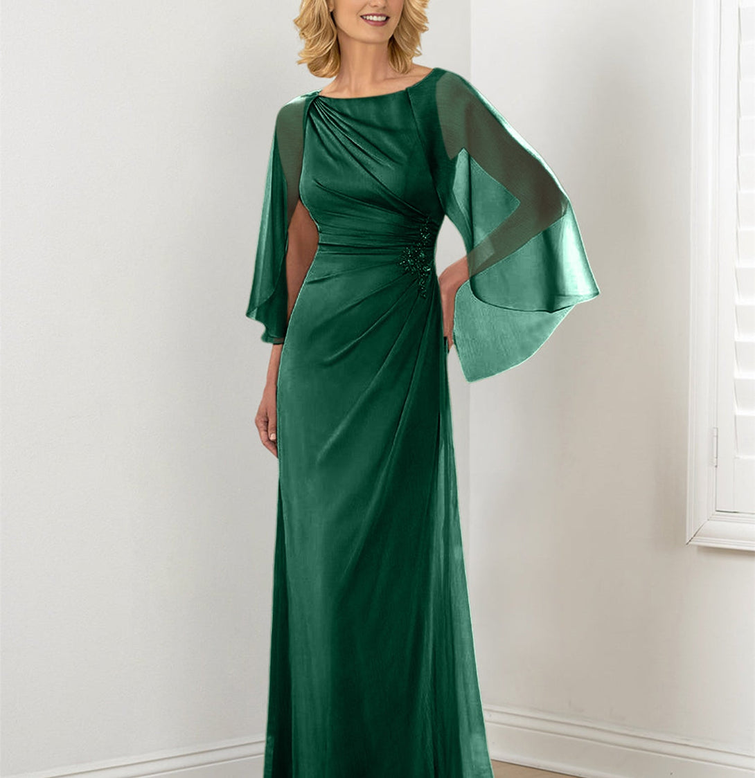 Sheath/Column Round Neck Mother Of The Bride Dresses With Ruched BabaMila