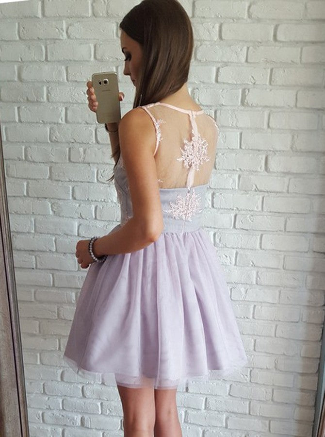 Cute and Sexy Homecoming Dress Appliques Lilac Short Prom Dress Party Dress Homecoming Dress BabaMila