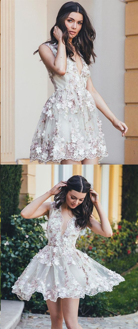 Homecoming Dress Tulle A-line V-neck Short Prom Dress Party Dress Homecoming Dress BabaMila