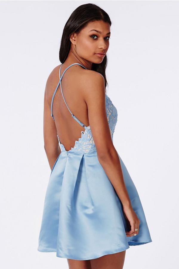 Homecoming Dress Lace Halter Criss-Cross Straps Short Prom Dress Party Dress Homecoming Dress BabaMila