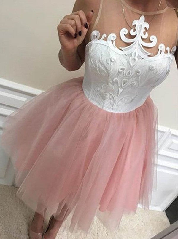 Homecoming Dress Pink Appliques Short Prom Dress Party Dress Homecoming Dress BabaMila