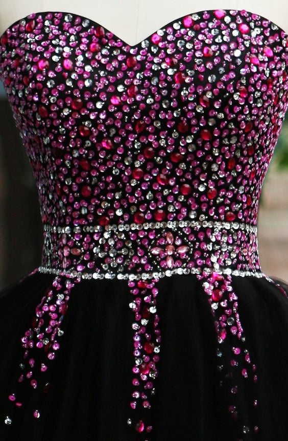 Homecoming Dress Sweetheart Black Sequins Short Prom Dress Party Dress Homecoming Dress BabaMila
