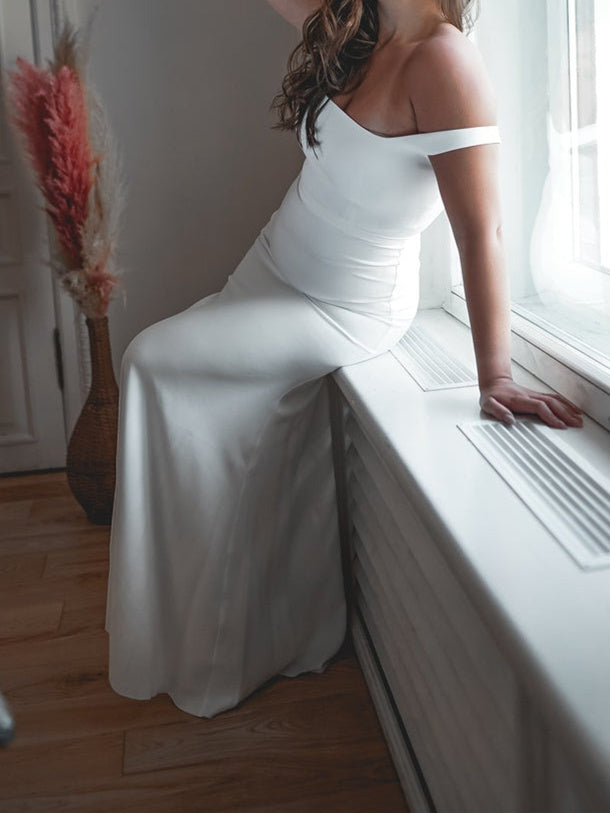Trumpet/Mermaid Square Neck Floor-Length Sleeveless Wedding Dress BabaMila