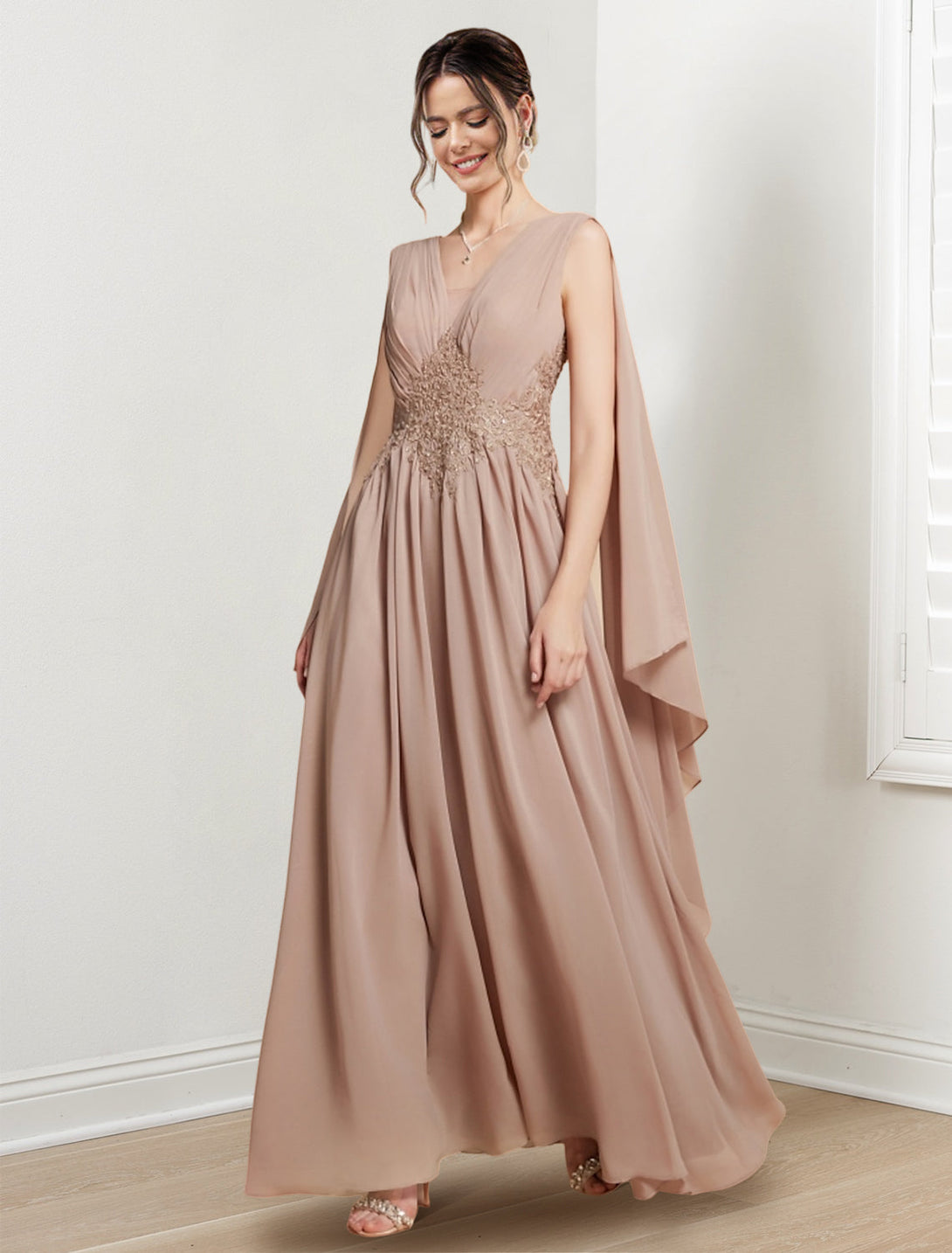 A-Line/Princess V-Neck Floor-Length Mother Of The Bride Dresses BabaMila