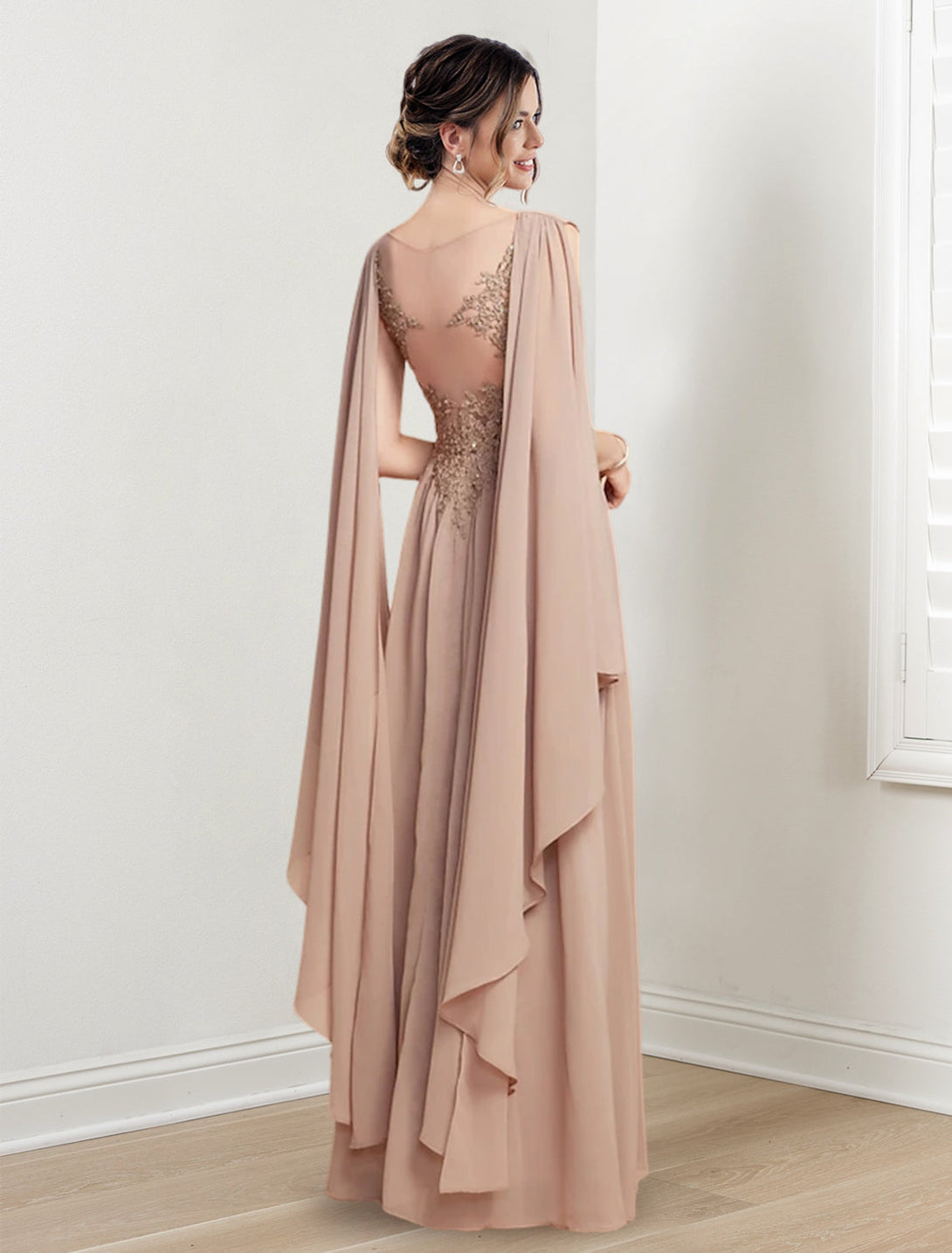 A-Line/Princess V-Neck Floor-Length Mother Of The Bride Dresses BabaMila