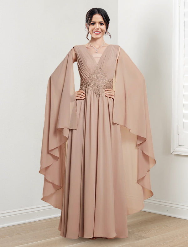 A-Line/Princess V-Neck Floor-Length Mother Of The Bride Dresses BabaMila