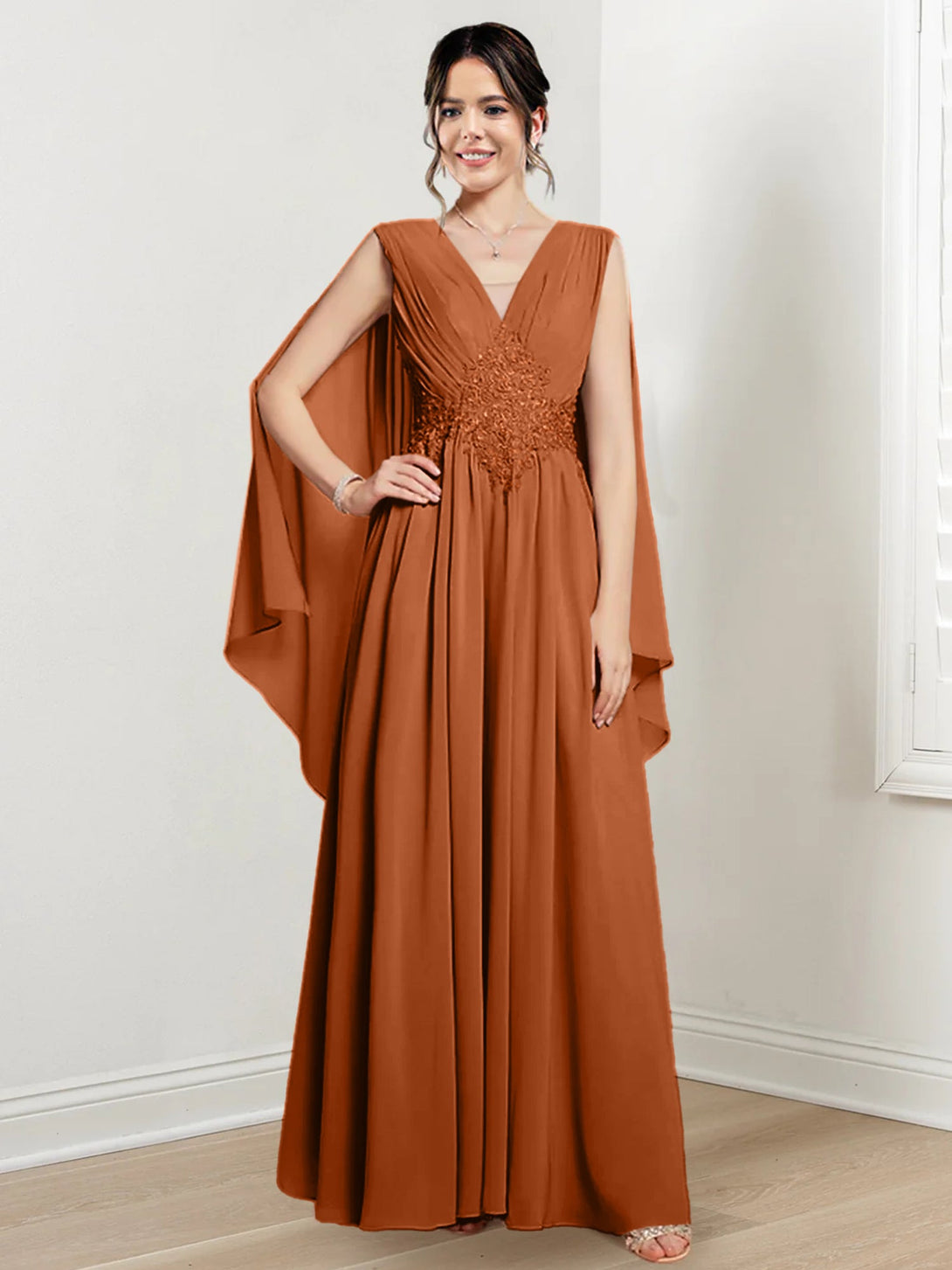 A-Line/Princess V-Neck Floor-Length Mother Of The Bride Dresses BabaMila
