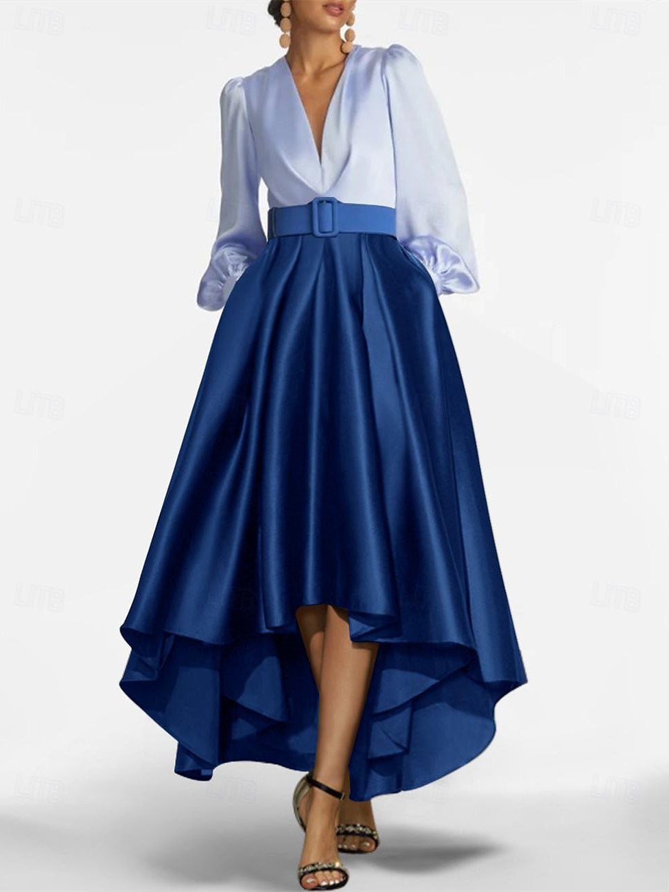 A-Line/Princess V-Neck Asymmetrical Mother Of The Bride Dresses With Belt BabaMila