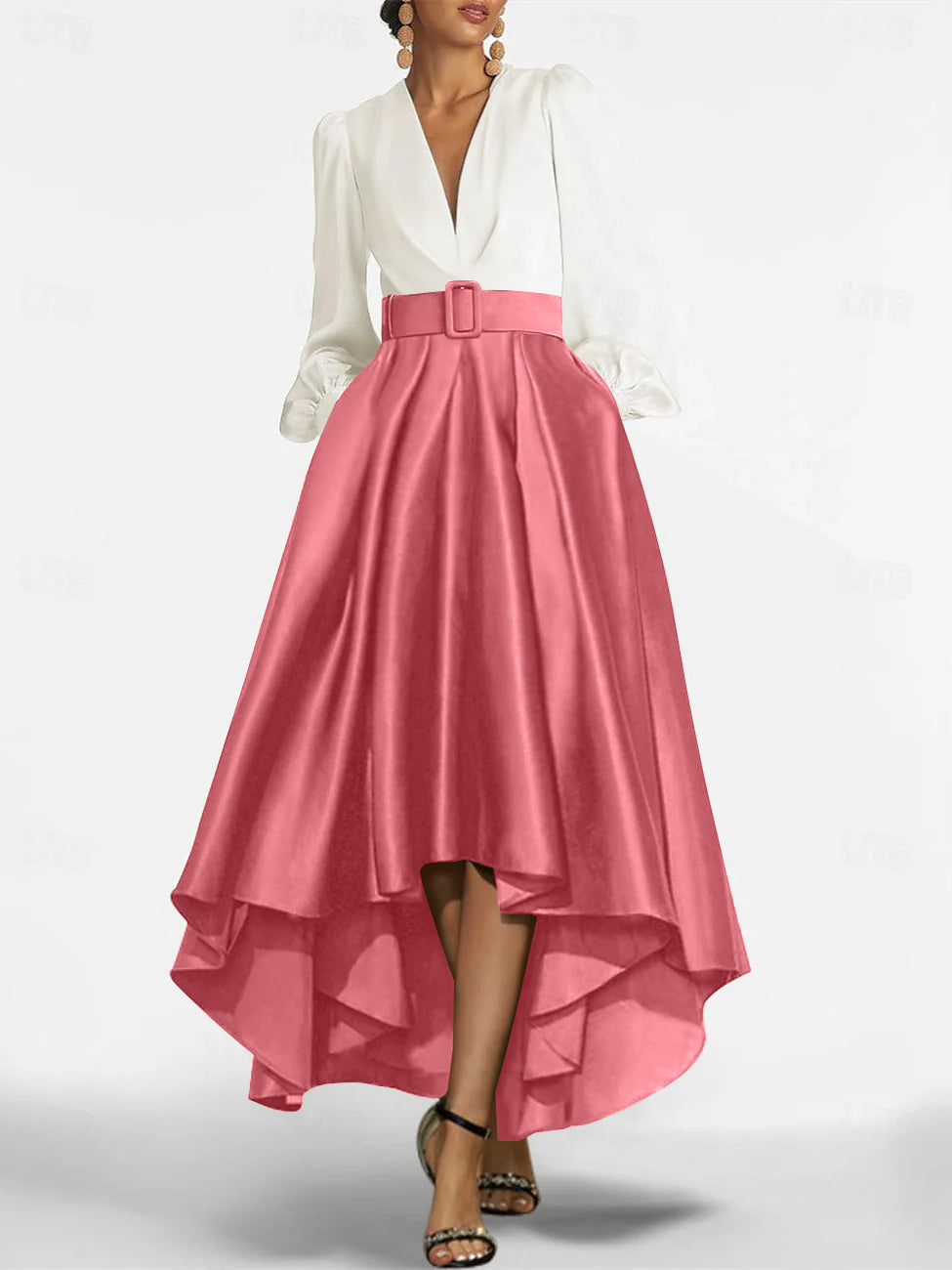 A-Line/Princess V-Neck Asymmetrical Mother Of The Bride Dresses With Belt BabaMila