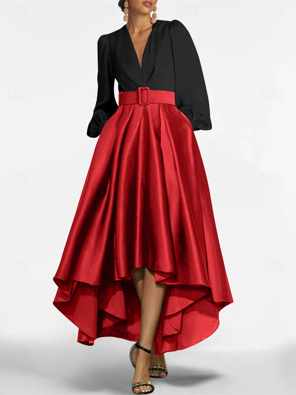 A-Line/Princess V-Neck Asymmetrical Mother Of The Bride Dresses With Belt BabaMila