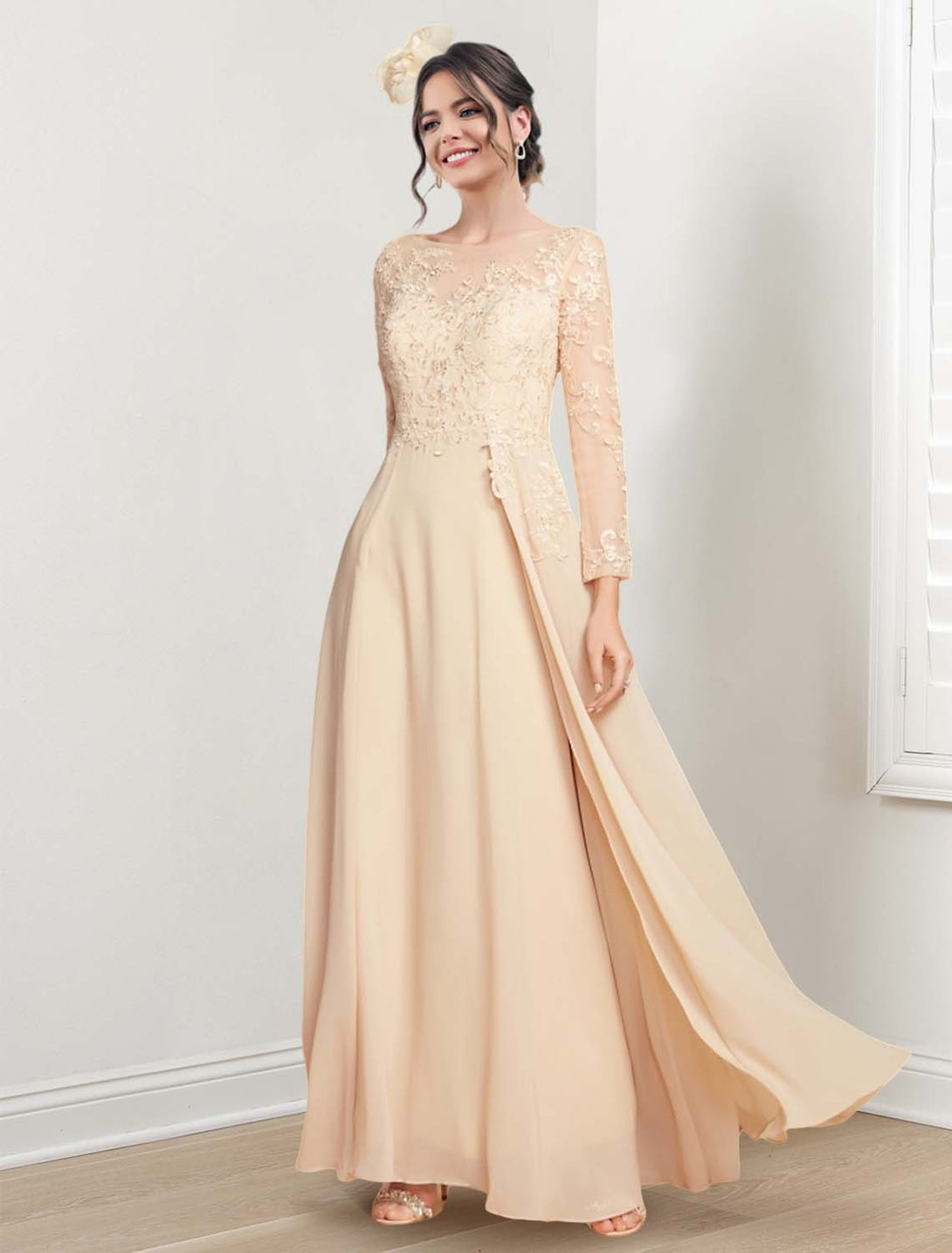 A-Line/Princess Jewel Neck Mother Of The Bride Dresses BabaMila