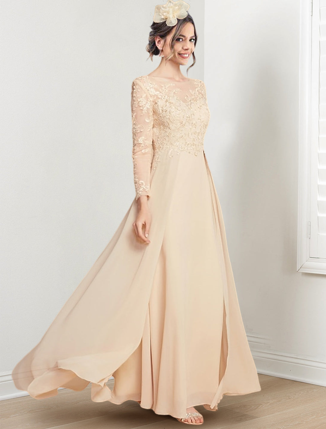 A-Line/Princess Jewel Neck Mother Of The Bride Dresses BabaMila