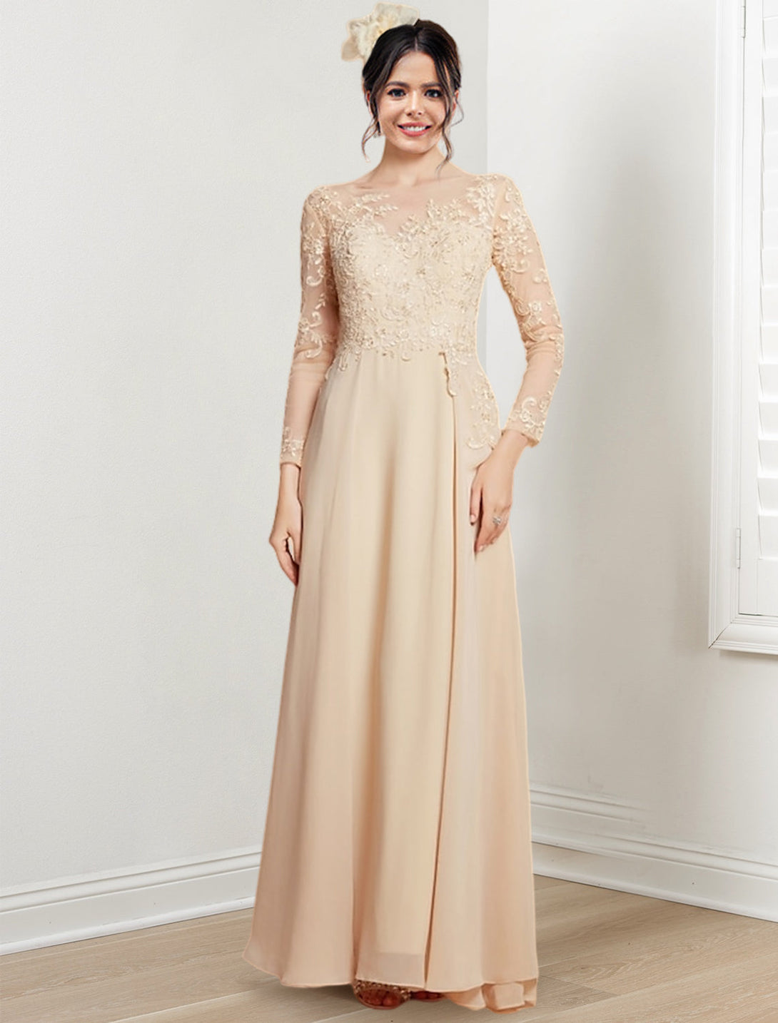 A-Line/Princess Jewel Neck Mother Of The Bride Dresses BabaMila
