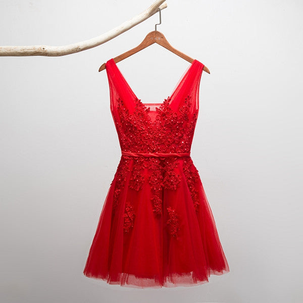 Homecoming Dress Sexy A-line Flower Short Prom Dress Party Dress Homecoming Dress BabaMila