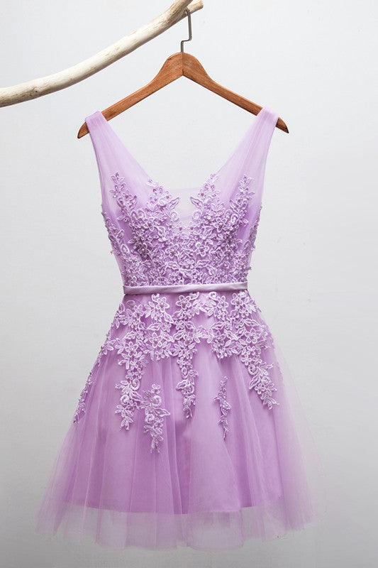 Homecoming Dress Sexy A-line Flower Short Prom Dress Party Dress Homecoming Dress BabaMila