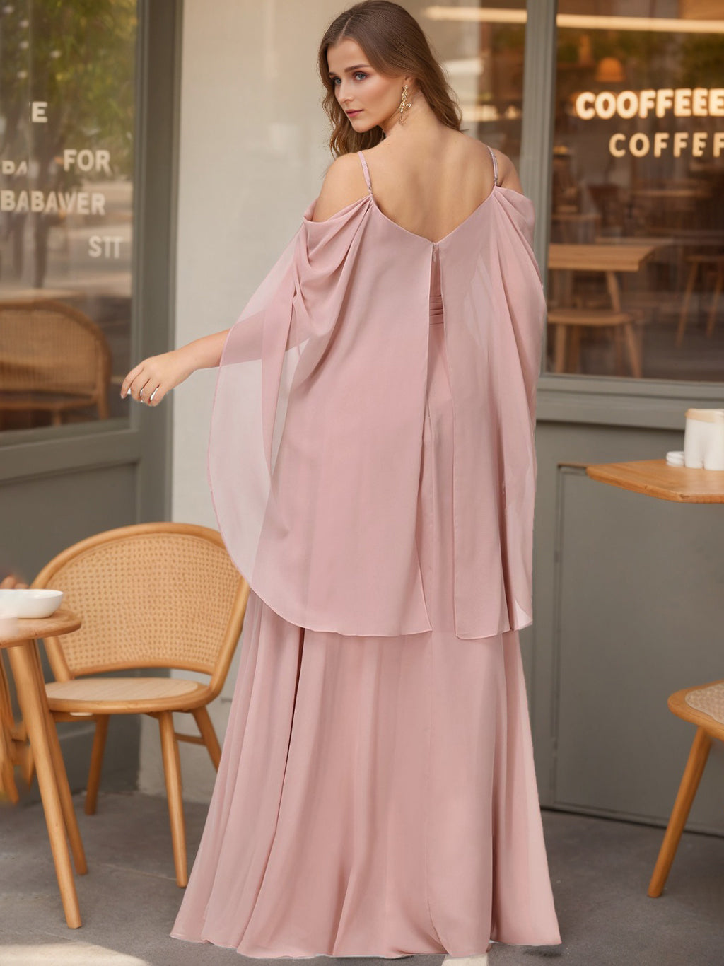 A Line/Princess Spaghetti Straps V-Neck Floor-Length Plus Size Bridesmaid Dresses BabaMila