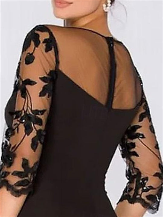 A-Line/Princess Sweetheart 3/4 Sleeves Floor-Length Plus Size Mother Of The Bride Dresses With Lace & Split Side BabaMila