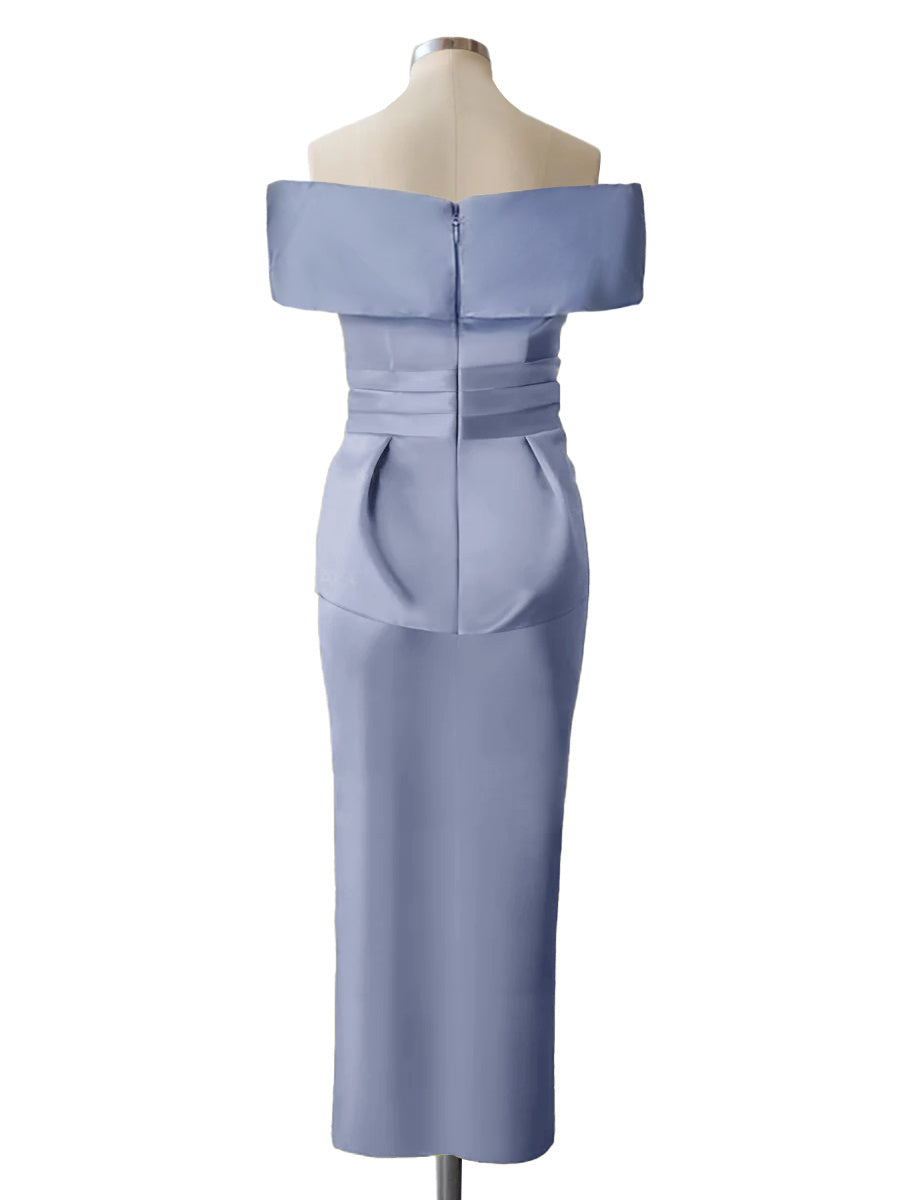 Sheath/Column Off-The-Shoulder Sleeveless Ankle-Length Mother Of The Bride Dresses With Pure Color BabaMila