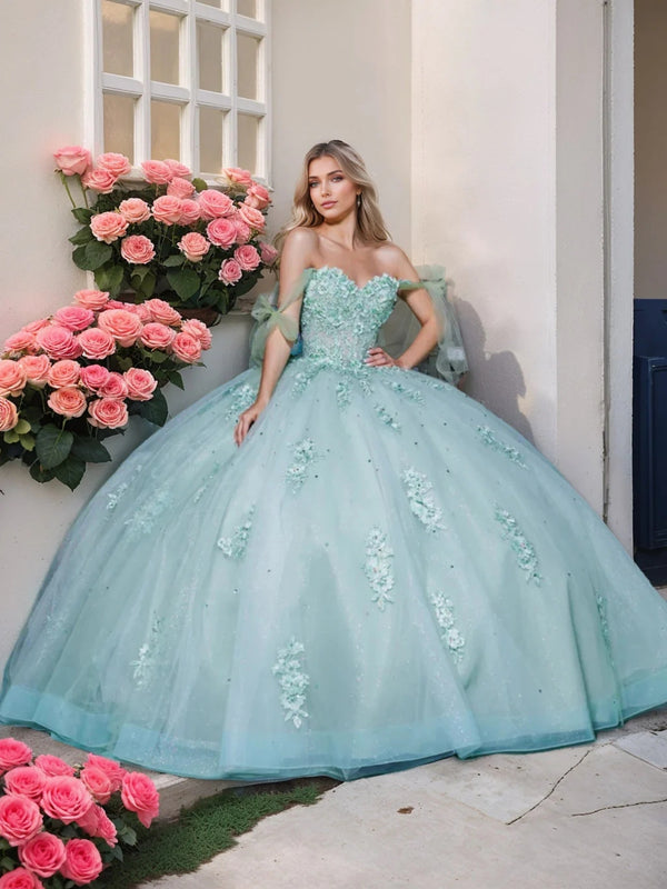 Ball Gown Off-the-Shoulder Sleeveless Floor-length Long Prom Dresses with Sequins