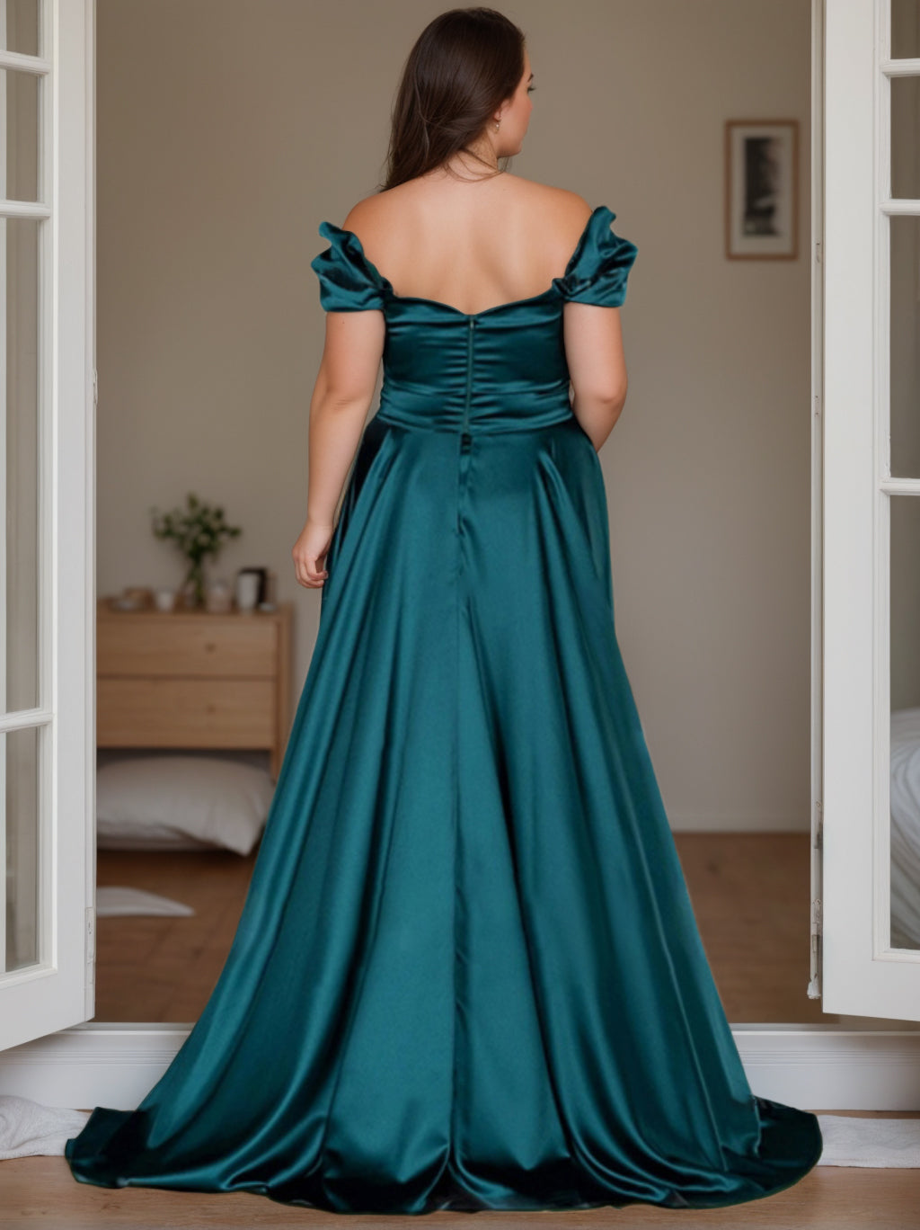 Sheath/Column Off-The-Shoulder Sleeveless Floor-Length Plus Size Mother Of The Bride Dresses With Split Side BabaMila