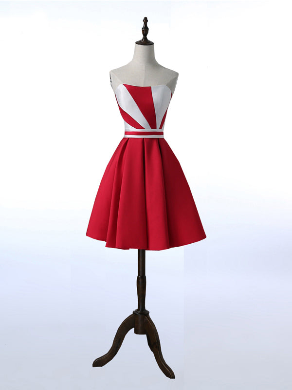 Red Homecoming Dress A-line Strapless Short Prom Dress Party Dress Homecoming Dress BabaMila