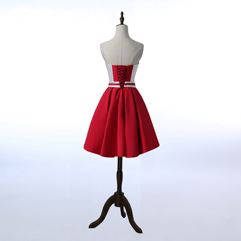 Red Homecoming Dress A-line Strapless Short Prom Dress Party Dress Homecoming Dress BabaMila