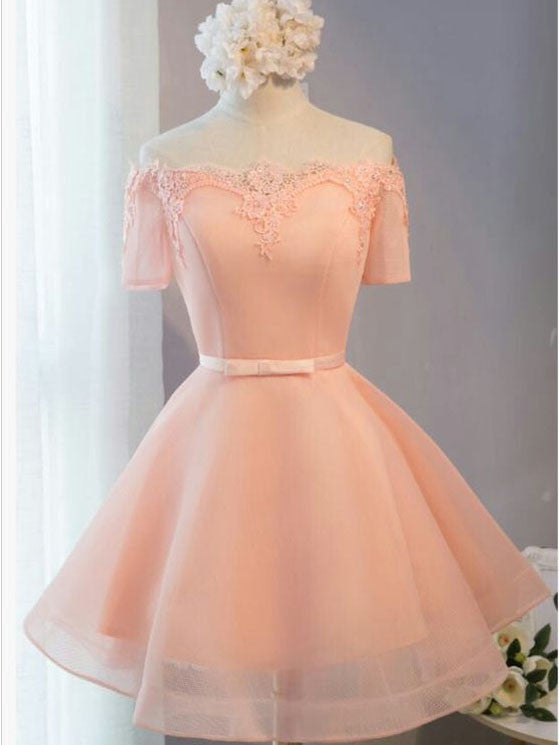 Homecoming Dress Off-the-shoulder Pink Short Prom Dress Party Dress Homecoming Dress BabaMila