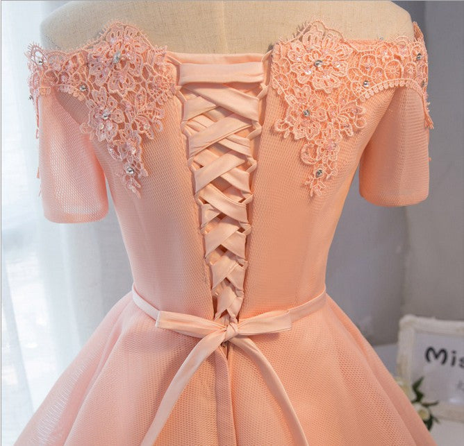 Homecoming Dress Off-the-shoulder Pink Short Prom Dress Party Dress Homecoming Dress BabaMila