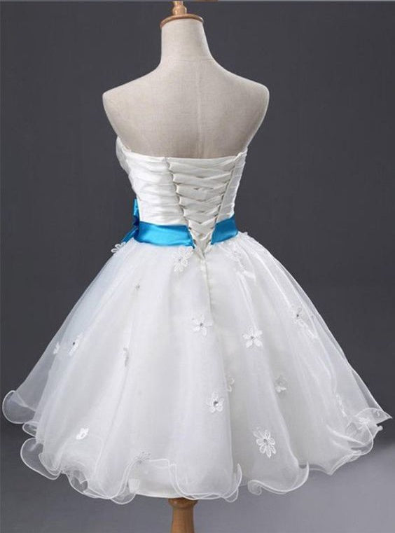 Homecoming Dress White Tulle Sweetheart Short Prom Dress Party Dress Homecoming Dress BabaMila
