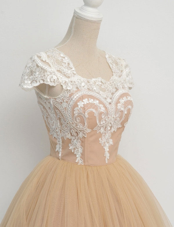 Homecoming Dress Chic Square Champagne Short Prom Dress Party Dress Homecoming Dress BabaMila