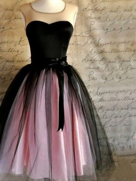 Homecoming Dress Vintage Ribbons Belt Tulle Short Prom Dress Party Dress Homecoming Dress BabaMila