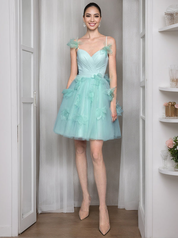 A-Line/Princess Sweetheart Sleeveless Short Cocktail Dress with Floral Appliques BabaMila