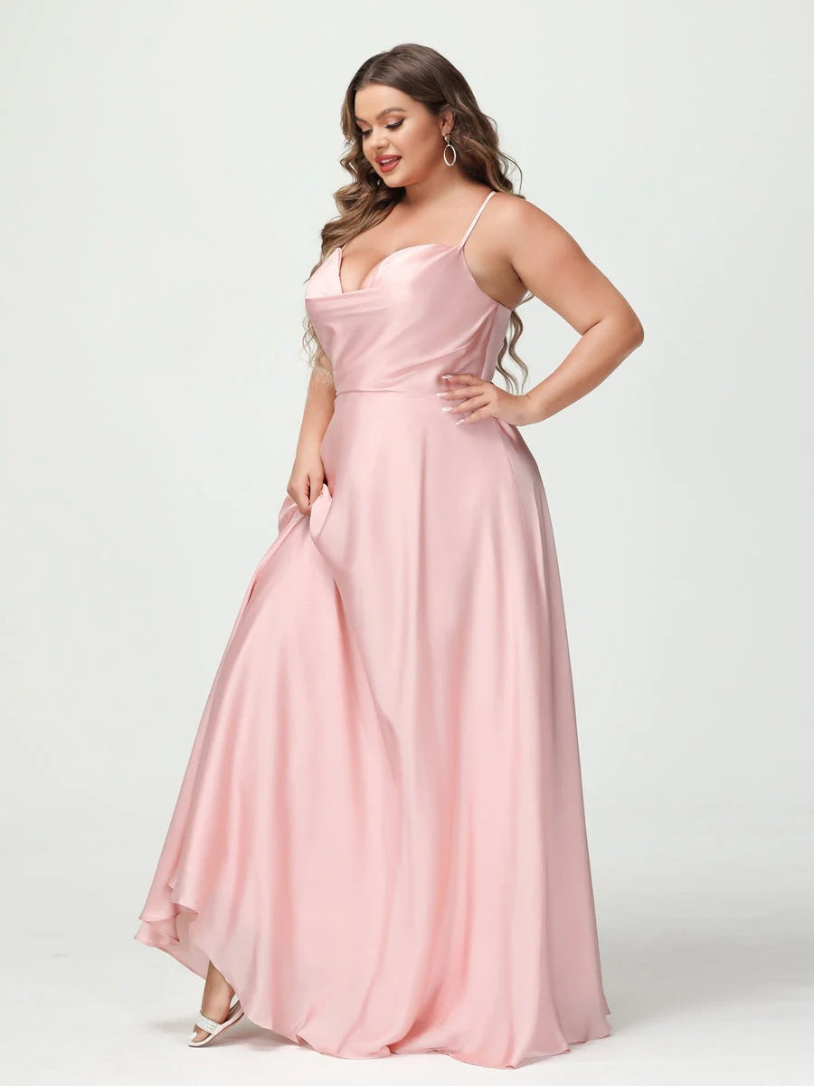 A-Line/Princess Spaghetti Straps Sleeveless Plus Size Bridesmaid Dresses BabaMila