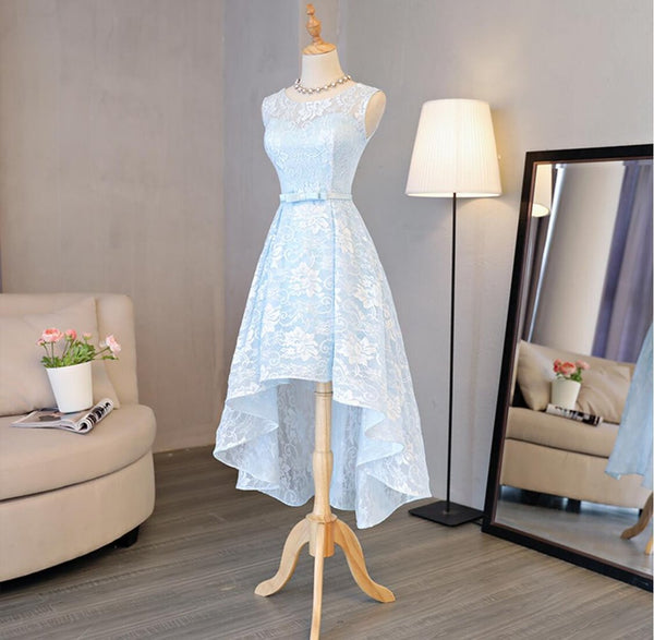 Homecoming Dress Light Sky Blue Asymmetrical Short Prom Dress Party Dress Homecoming Dress BabaMila